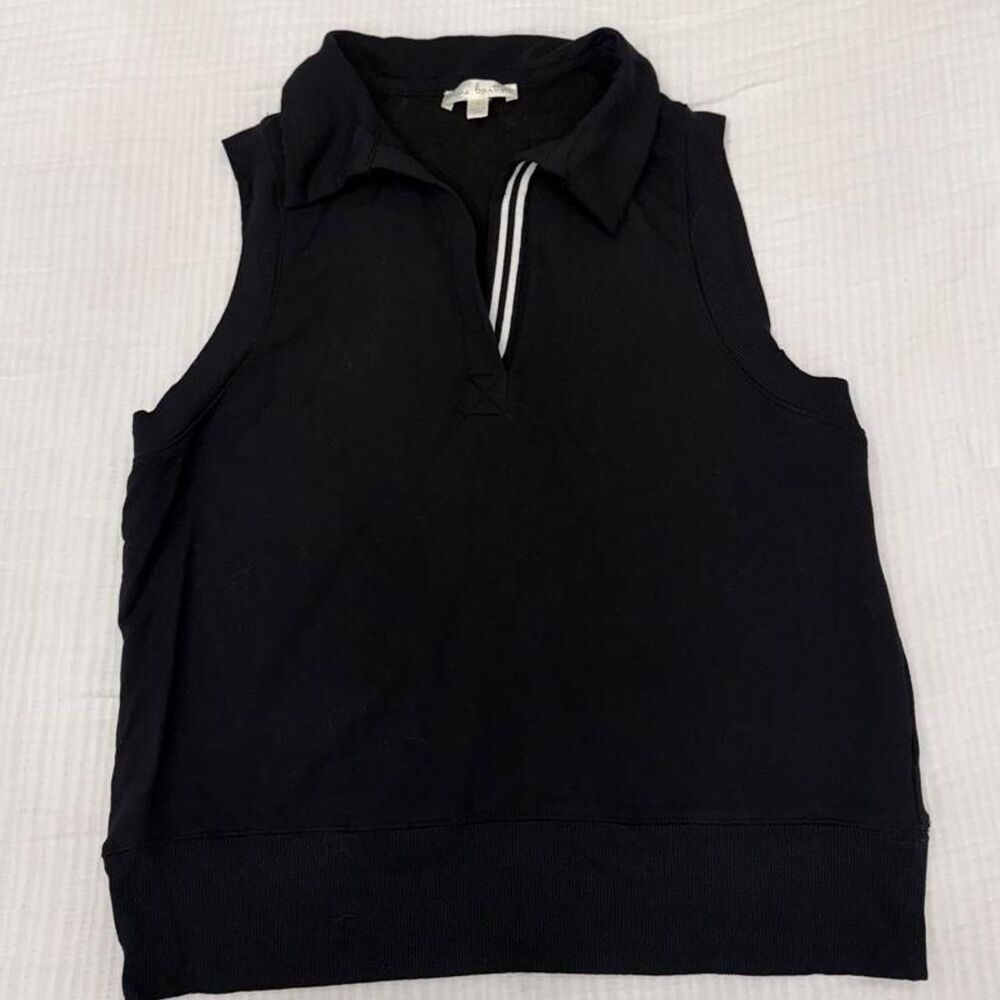 nine britton black sleeveless polo tank top